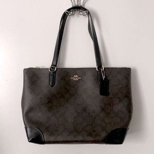 Coach Zip Top Tote In Signature Canvas